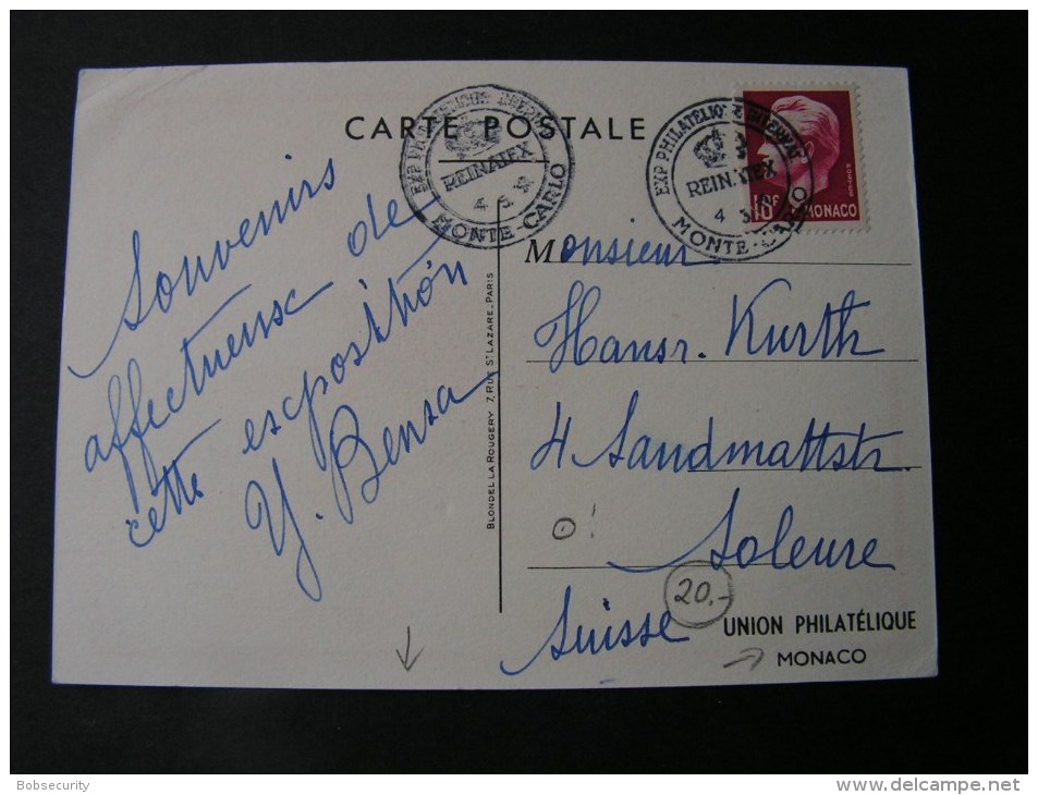 == Monaco Karte 1952  Exhbition Phila Intern.  Exposition Philatelique SST - Sonstige & Ohne Zuordnung