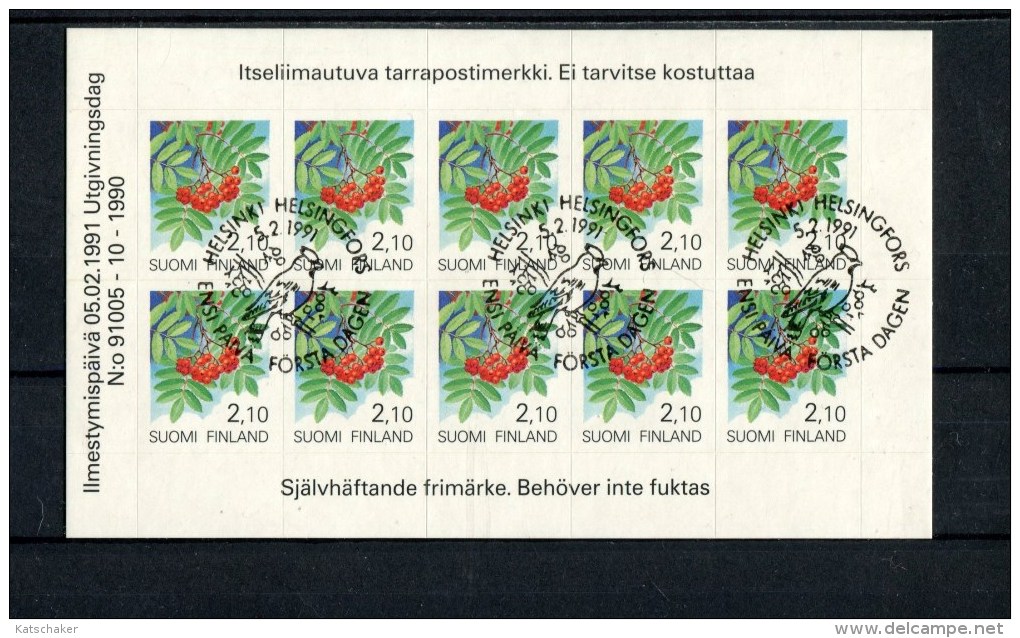 FINLAND GEBRUIKT USED  YVERT 1095 BLOK VAN 10 FLORA - Used Stamps
