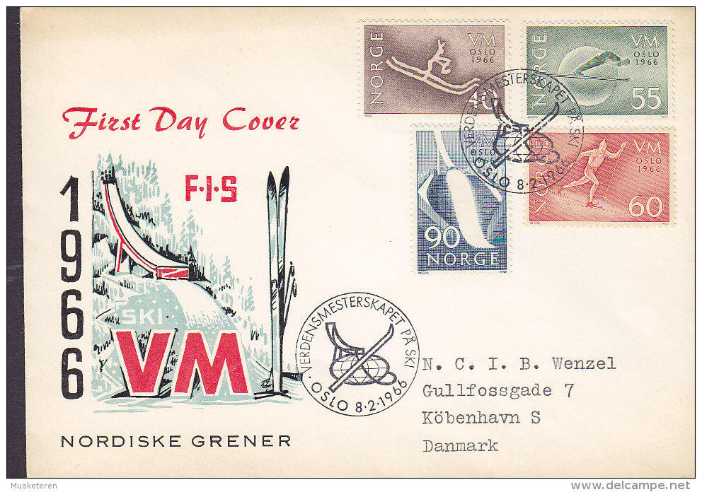 Norway Ersttagsbrief FDC Cover 1966 Skiweltmeisterschaften Skiing World Cup Complete Set - FDC