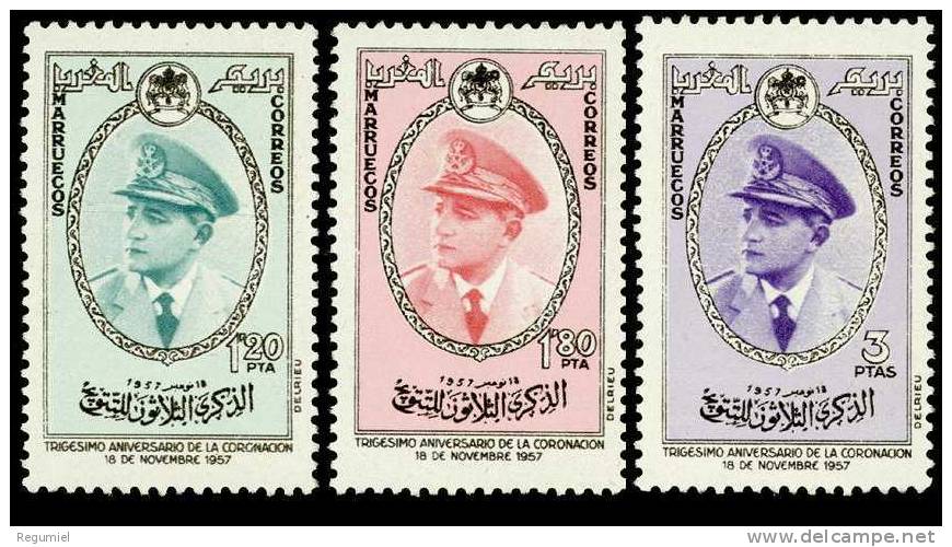 Marruecos Indep. 27/29 ** Mohamed V 1957 - Maroc Espagnol