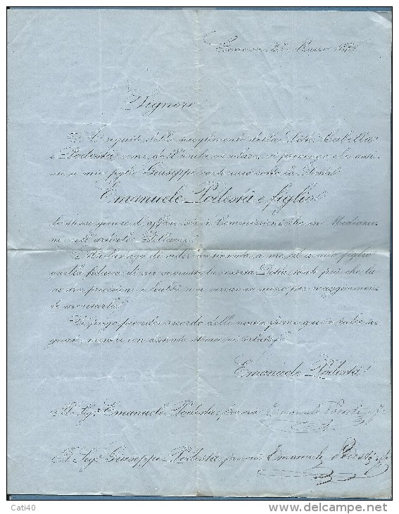 1875 GENOVA SU CENT.2  - VENDITA PELLAMI   LETTERA CAMBIO RAGIONE SOCIALE EMANUELE PODESTA  E FIGLIO - Autres & Non Classés