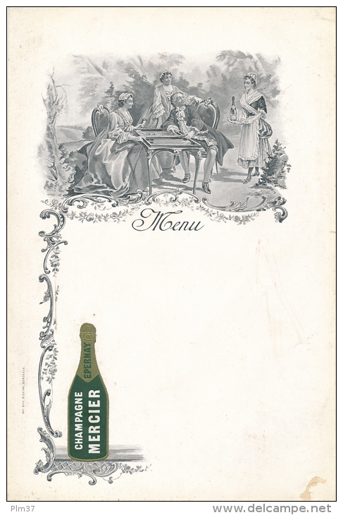 Menu  Publicitaire - Champagne Mercier, Epernay - Jeu De Tric Trac - Menus