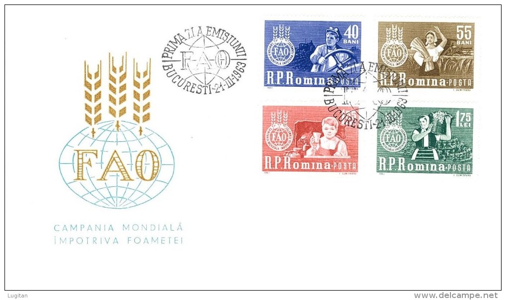 ROMANIA - 1963 Struggle Against Hunger - FAO - FDC - Tegen De Honger