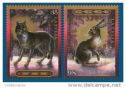 Latvia 2009 Mih. 769/70 Fauna. Animals. Wolf. Hare MNH ** - Latvia