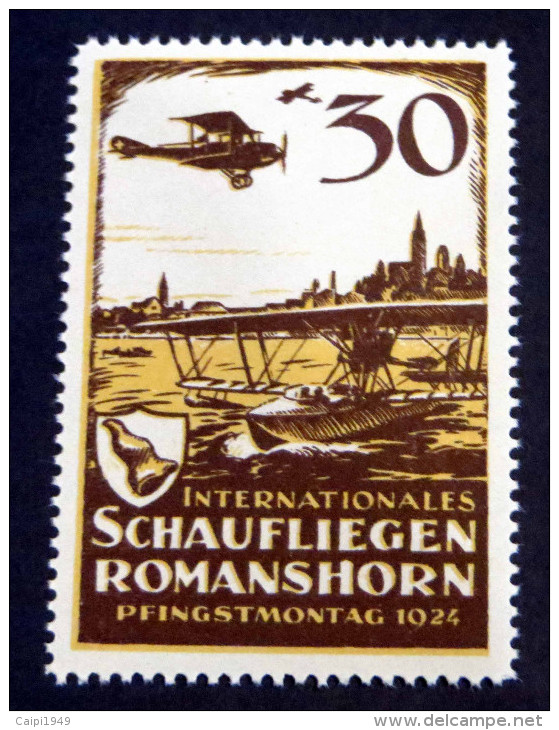 Flugspende-Vignette 1924, 30 Rp. Schaufliegen Romanshorn Postfrisch (SBK 9) - Ungebraucht