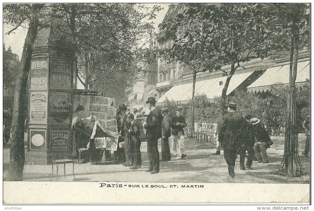 75 CPA Paris Boulevard Saint Martin Kiosque A Journaux Animation - Autres Monuments, édifices