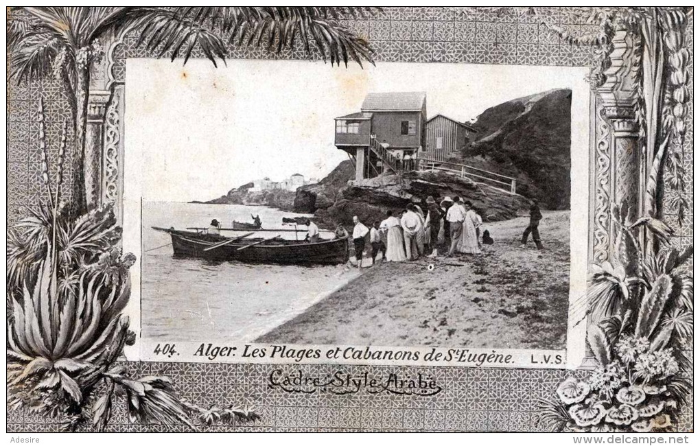 ALGER - Les Plages Et Cabanons De St.Eugène, Cadre Style Arabe, L.V.S., 1913 - Algerien