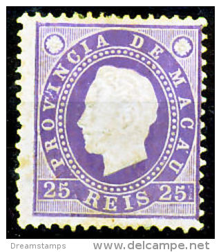 !										■■■■■ds■■ Macao 1888 AF#35* King Luiz 25 Réis 12.5 (x8673) - Ungebraucht