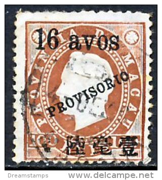 !										■■■■■ds■■ Macao 1894 AF#65ø King Luiz "Provisorio" 16 Avos (x6871) - Gebraucht