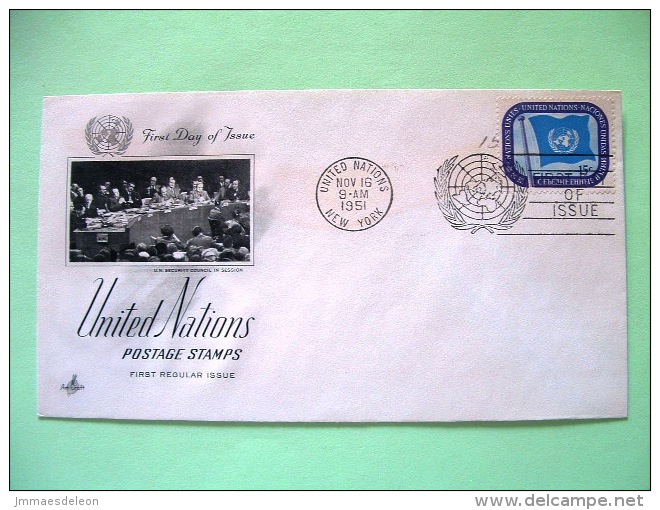 United Nations - New York 1951 FDC Cover - UN Flag  - Scott # 7 - Cartas & Documentos