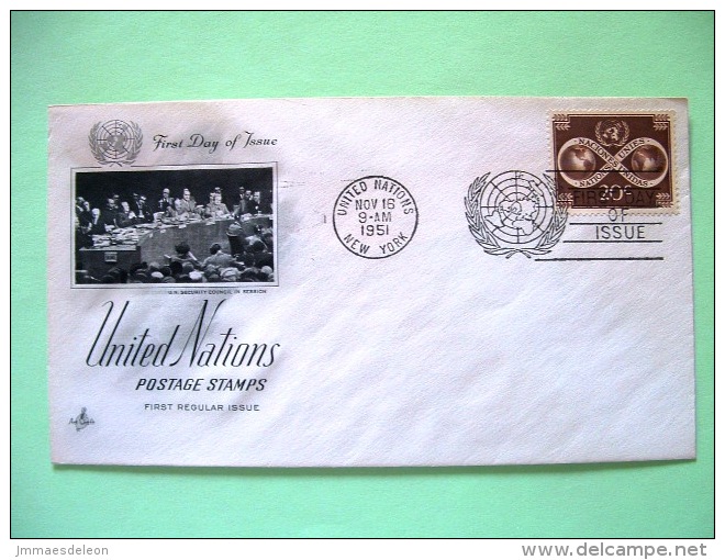 United Nations - New York 1951 FDC Cover - World Unity - Earth Globe - Scott # 8 - Cartas & Documentos