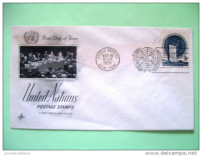 United Nations - New York 1951 FDC Cover - UN Building - Scott # 10 = 2.5 $ - Cartas & Documentos