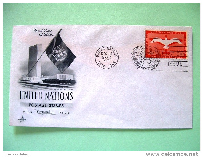 United Nations - New York 1951 FDC Cover - Air Mail Bird Plane - Scott # C1 - Cartas & Documentos