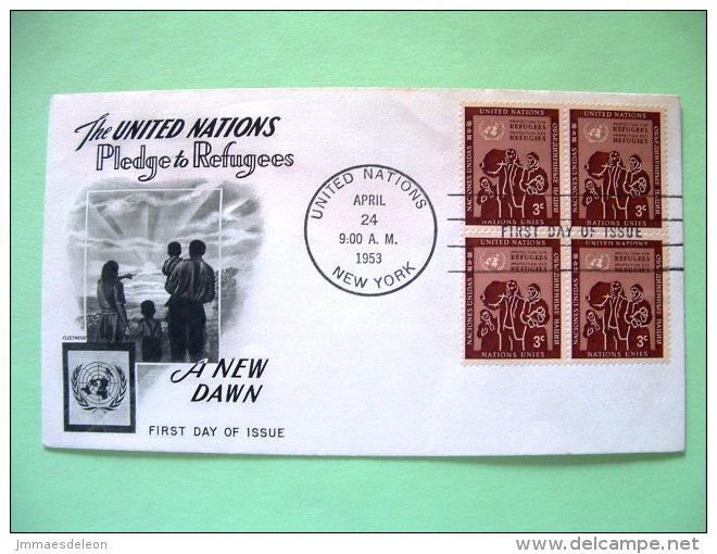 United Nations - New York 1953 FDC Cover - Refugee Family - Cartas & Documentos
