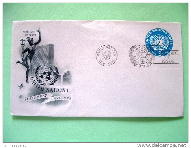 United Nations - New York 1953 FDC Stamped Enveloppe - 3c - Emblem - Cartas & Documentos