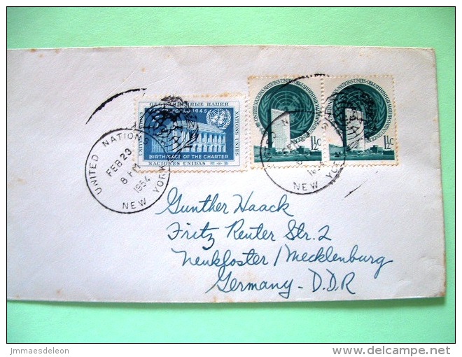 United Nations - New York 1954 Cover To Germany - UN Building - Veteran War Memorial - Lettres & Documents