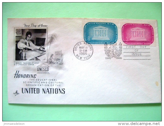 United Nations - New York 1955 FDC Cover - UNESCO - Student - Cartas & Documentos