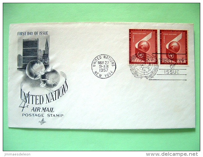 United Nations - New York 1957 FDC Cover - Air Mail Scott C5 - - Cartas & Documentos