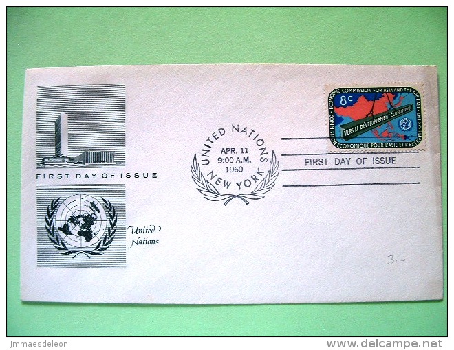 United Nations - New York 1960 FDC Cover - Economic Comission For Asia And Far East - Developpment - Map - UN Building - Storia Postale