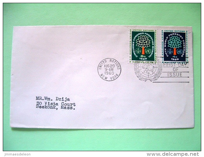 United Nations - New York 1960 FDC Cover To Seekonk- FAO - World Forestry Congress - Tree - Storia Postale