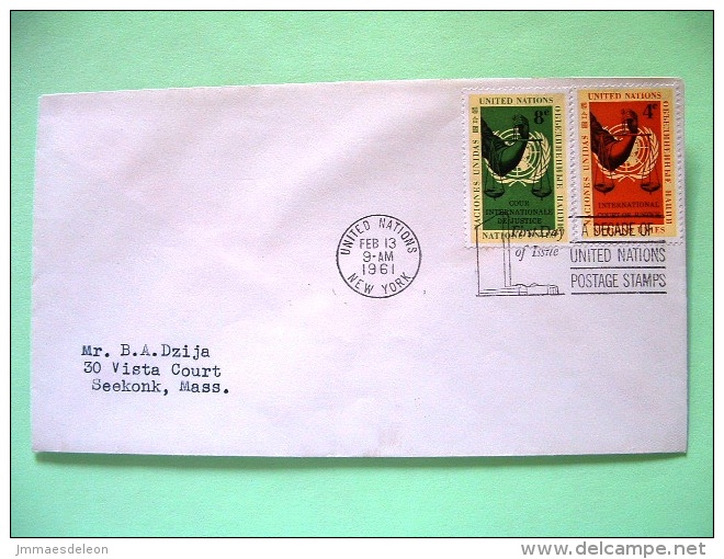United Nations - New York 1961 FDC Cover To Seekonk - International Court Of Justice - Balance - Storia Postale