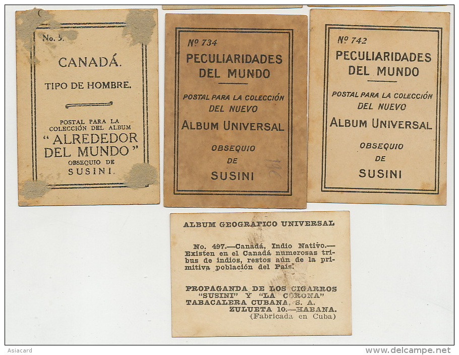 Set Of 4 Small Pictures Indians Of Canada Size 45mm By 65 Mm Each Advert Susini Cigar Cuba - Non Classés
