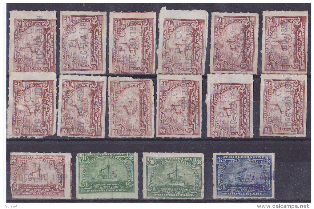 11470# UNITED STATES LOT 16 REVENUES STAMPS BOAT PROPRIETARY - Fiscali