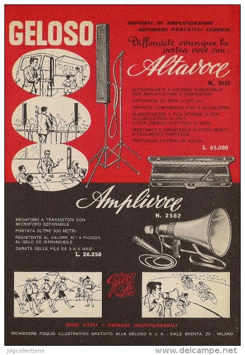 # AMPLIFIERS GELOSO ITALY 1950s Advert Pubblicità Publicitè Reklame Amplifier Amplificatore Verstarker Amplificador - Versterkers