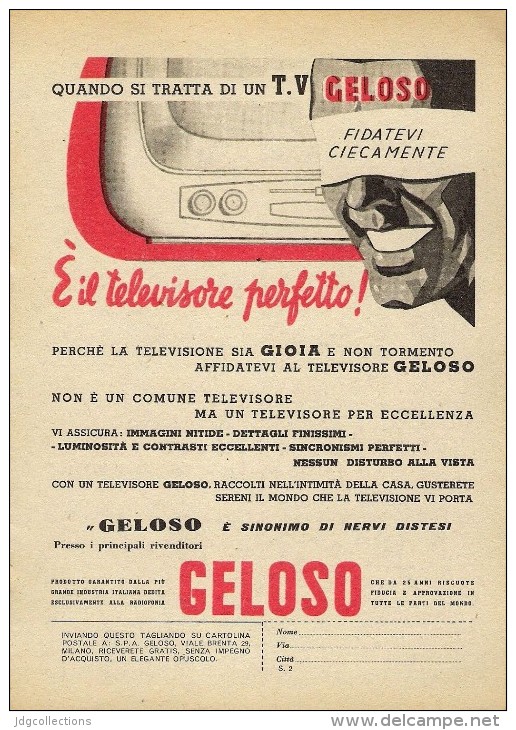 # TV TELEVISION GELOSO ITALY 1950s Advert Pubblicità Publicitè Reklame Publicidad Radio TV Televisione - Libri & Schemi