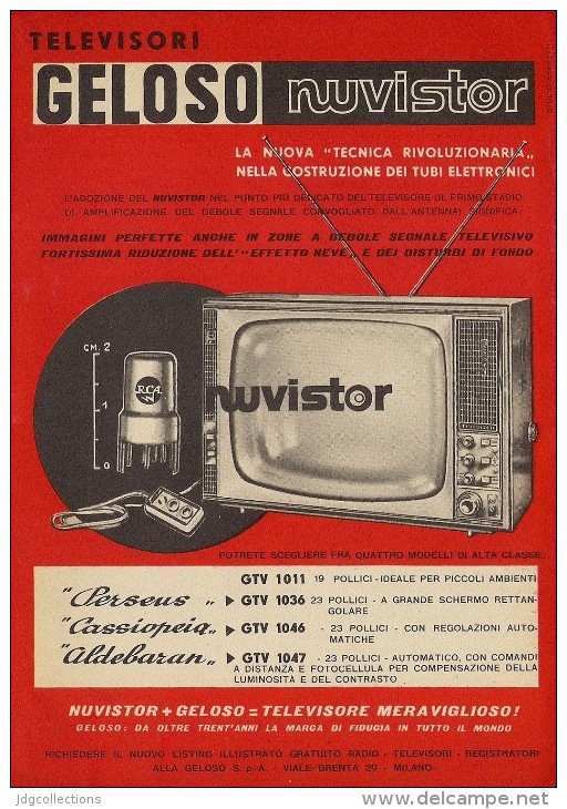 # TV TELEVISION GELOSO ITALY 1950s Advert Pubblicità Publicitè Reklame Publicidad Radio TV Televisione - Littérature & Schémas