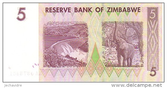 ZIMBABWE   5 Dollars  Emission De 2007   Pick 66            ***** BILLET NEUF ***** - Simbabwe