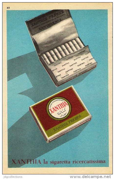 # XANTHIA CIGARETTES Belgique Belgie 1950s Advert Pubblicità Publicitè Reklame Sigarette Cigarrillos Zigaretten Tabak - Autres & Non Classés