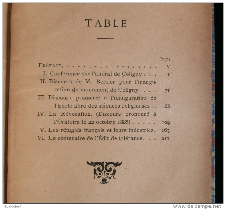 Protestantisme Calvinisme L'HISTOIRE DES HUGUENOTS Eugène BERSIER 1892 Amiral De Coligny - Religion