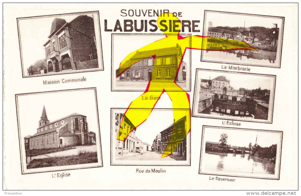 Souvenir De LABUISSIERE - Maison Communale-La Gare-La Marbrerie-L'Ecluse-L'Eglise-Rue Du Moulin-Le Déversoir - Merbes-le-Chateau