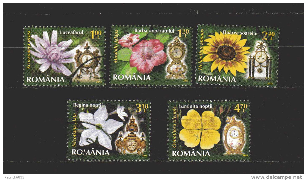 Romania -X- ° 2013 -  Fiori.+ Orologi   5valori. - Gebruikt