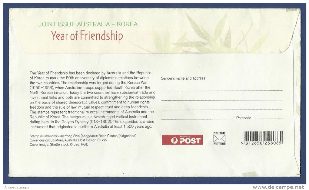 JOINT ISSUE AUSTRALIA KOREA MNH YEAR OF FRIENDSHIP 2011 CONDITION AS PER SCAN - Premiers Jours (FDC)