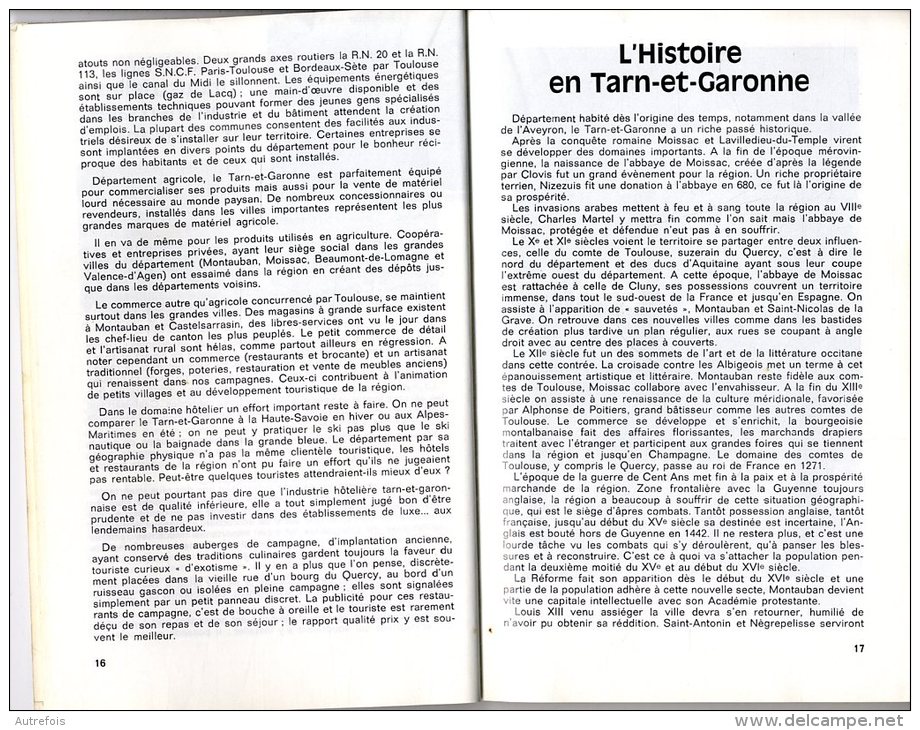 TARN ET GARONNE  -  INTERGUIDE FRANCE  -  1976  -  143 PAGES - Midi-Pyrénées