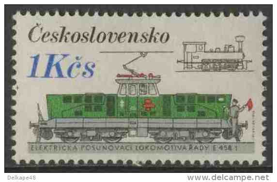 Tschechoslowakei Czechoslovakia 1986 Mi 2882 ** Series E 458.1 Electric Shunting Engine + Steam Locomotive (1882-1913 ) - Treinen