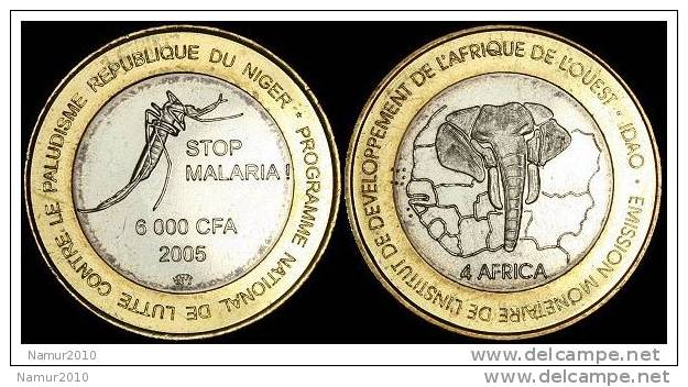 Niger 6000 CFA 2005 Animal : Moustique Stop Malaria ! BIMETALLIQUE / Bicolore TRES RARE - Niger