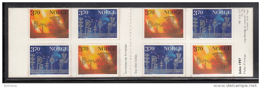 Norway Booklet Scott #1179a Christmas - Pane Of 8 3.70k Designs From Norwegian Calendar Stick - Carnets