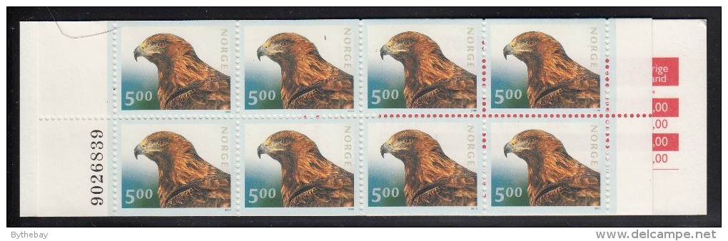 Norway Booklet Scott #1253 Tourism Pane Of 8 5k Eagle - Lower Margin Perfed - Booklets