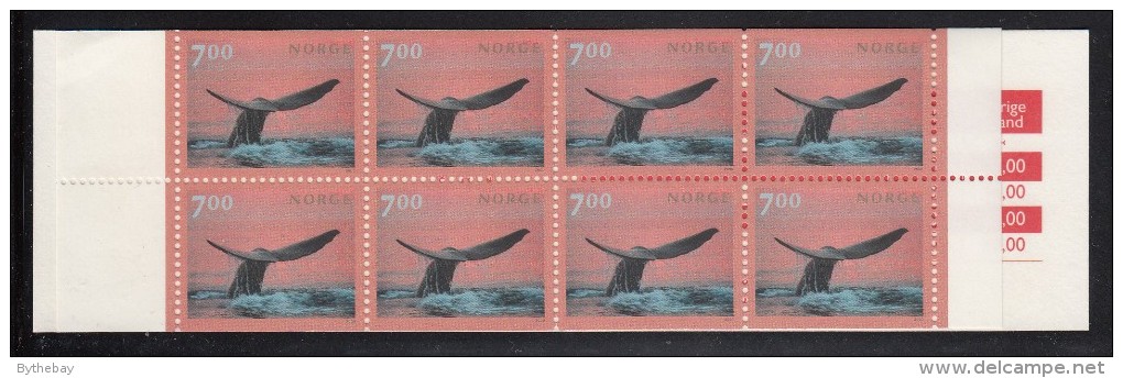 Norway Booklet Scott #1255 Tourism Pane Of 8 7k Whale - Lower Margin Perfed - Carnets