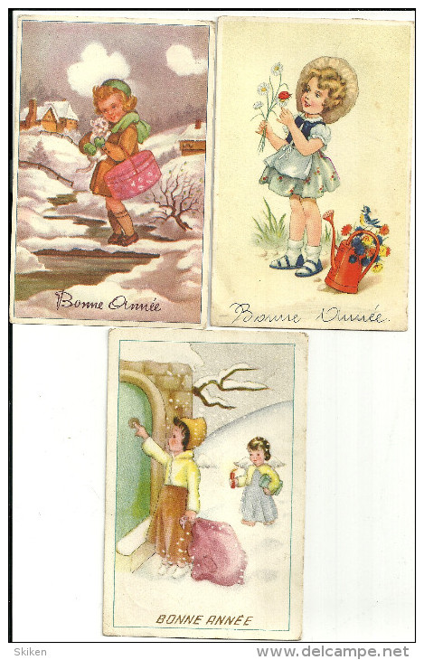 Lot De 3 Cartes Bonne Annee - Nouvel An