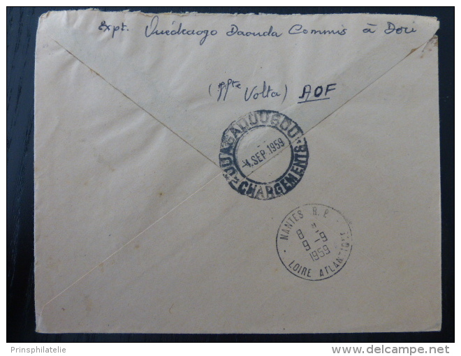 LETTRE  RECOMMANDE DE DORI HAUTE VOLTA 1959  =&gt; FRANCE      COVER BENIN   FLEURS - Covers & Documents