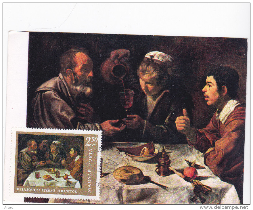 Carte Maximum HONGRIE N° Yvert 1971 (VELAZQUEZ - Le Petit Déjeuner) Obl Sp Ill 1er Jour - Maximumkarten (MC)