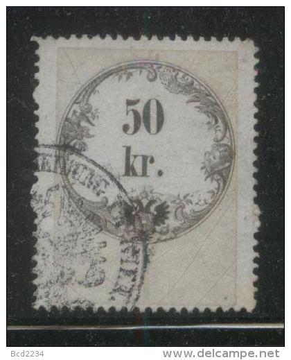 AUSTRIA 1858 REVENUE 50KR GREY PAPER WITH BLUISH TINGE NO WMK PERF 13.75 X 13.50 BAREFOOT 068 - Steuermarken