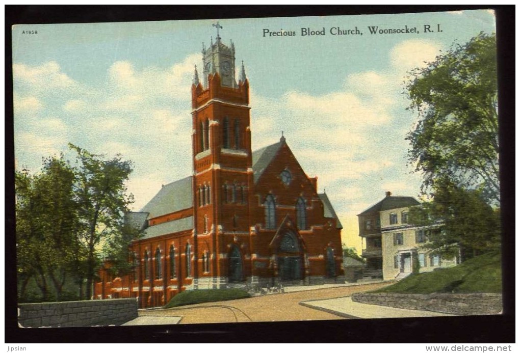 Cpa Etats Unis Rhode Island Woonsocket Precious Blood Church  LAM23 - Woonsocket