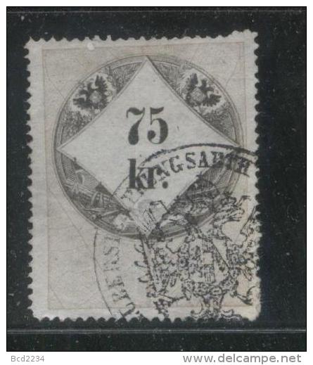 AUSTRIA 1860 REVENUE 75KR GREY PAPER WITH BLUISH TINGE  NO WMK PERF 15.00 X 15.00 BAREFOOT 071 - Fiscale Zegels