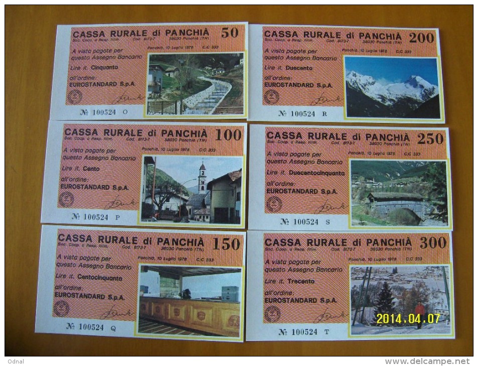 MINIASSEGNI CASSA RURALE DI PANCHIA´  EUROSTANDARD  S.p.A. VEDUTE FDS - [10] Scheck Und Mini-Scheck