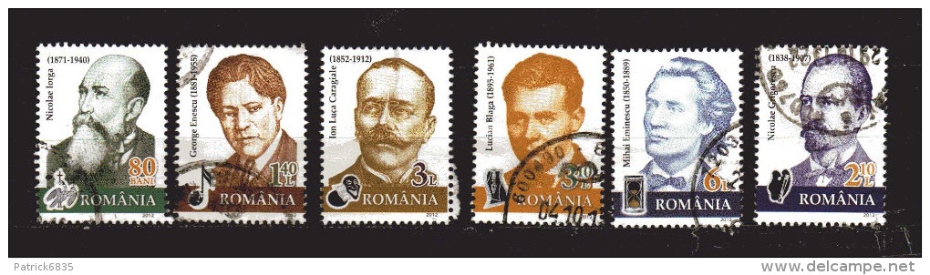 Romania - ° 2012 -  Personaggi Celebri   6  Valori. - Used Stamps